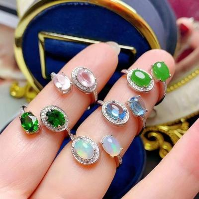 China Hot Selling 925 Sterling Silver Palace Cheapest Adjustable Wholesale Hot Sale 925 Finger Natural Gemstone Rings for sale