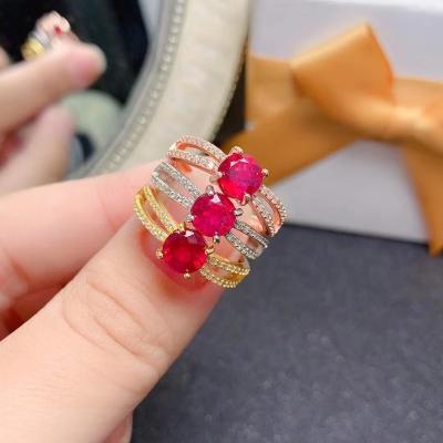 China High Quality Custom Made Natural Ruby CLASSIC 5925 Diamond Sets For Women Rings Silver for sale