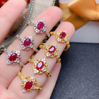 China New Natural Ruby Diamond Engagement Unique Flower Rings For Women Antiqued by CLASSIC design for sale