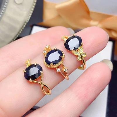 China High Quality Adjustable Sapphire Gemstone Diamond Engagement 925 Silver Ring Wholesale CLASSICS for sale