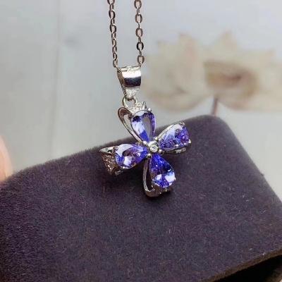 China CLASSIC Hot Unique Natural Women's Sale 925 Sterling Silver Western Lager Statement Tanzanite Pendant Necklace for sale