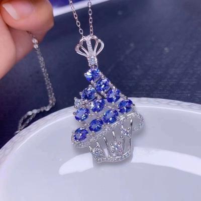 China CLASSIC Natural Tanzanite Jewelry Famous Brands Cuban Link Chain Designer Good Seller Price Pendant Necklace for sale