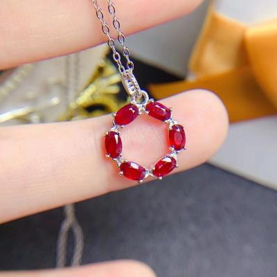 China CLASSIC Hot Popular Natural Ruby 925 Silver Girls Cute Jewelry Necklace for sale