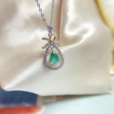 China 2023 Hot Popular CLASSIC New Arrival Emerald Natural Zircon Pending Necklace For Women for sale