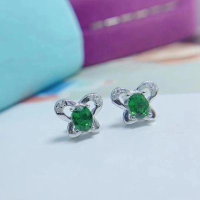 China Low MOQ 925 Sterling Silver Funny Cheap Dainty High Quality Natural Diopside Earrings From Factory Supply CLASSIC for sale