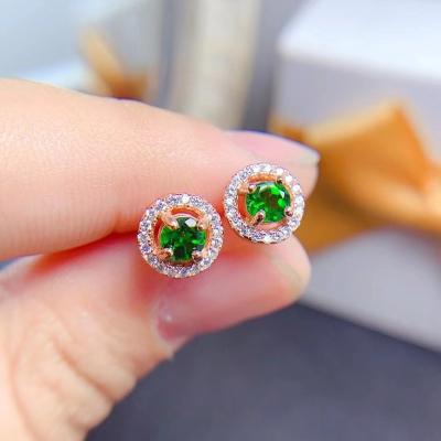 China 2023 Wholesale Hot Popular Luxury 925 Jewelry Silver Natural Diopside Earrings CLASSIC Zircon cc Earrings for sale