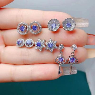 China CLASSIC Custom Circle Tassel Huggie Fashion Natural Tanzanite Heart Fashion Jewelry Stud Earrings For Women for sale