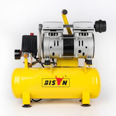 China Bison China Top Oil Free 10 110V Small Size 220V Low Noise 8 Liter Oilless Portable Oil Free Dental Air Compressor Quiet for sale