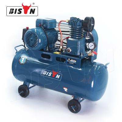 China Bison 230V 40L Belt Driven Oil Free Belt Driven Refrigeration Compressor 0.75Kw 1Hp Air Compressors Lubricated 8 Bar Piston for sale