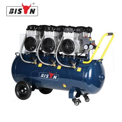 China OIL-LESS Bison China 8Bar Dental Mute Air Compressor 100L 3300W Oilless Air Compressor for sale