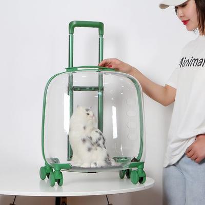 China High Quality Durable Breathable Outdoor Portable Trolley Pet Cat Dog Travel Transparent Clear Suitcase for sale