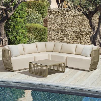 China Eco-friendly Cheap Patio Shaped Pe Wicker Multifunctional Rattan Sofa Outdoor Corner Sofa Set For Garden Set Rope for sale