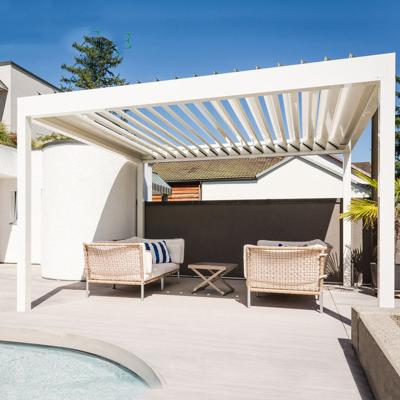 China Easily Assembled Frame Pergolas White Modern Bioclimatic System Louvered Roof Motorized Pergola Aluminum Aluminum Gazebo Outdoor Pergola for sale