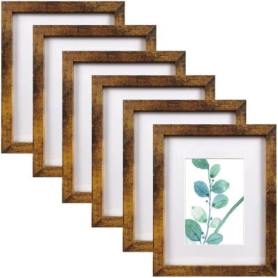 China 11x14 Wooden Photo Frame Display Picture 8x10 With Pad Or 11x14 Print Without Pad, Wall Mount, Gray, 6 Pcs for sale