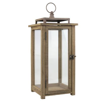 China Rustic 18 inch (approx 45.7 cm) Rustic Wooden Hurricane Lantern Candle Suitable for Wall Decor Desk Hanging for sale