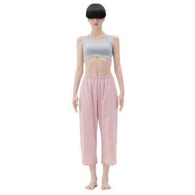 China Anti-wrinkle Women Spring And Summer Cotton Loungewear Comfortable Casual Loose Pajama Pants Pink for sale