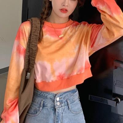 China Anti-wrinkle Women Casual Street Comfortable Tie Dye Cropped And Regular Sweatshirts for sale