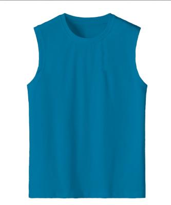 China Anti-pilling Mens Sweat Vest Sleeveless Wide-shoulder Shirt Workout Tank Top Sports Comfortable Gym Clothing Dark Blue for sale