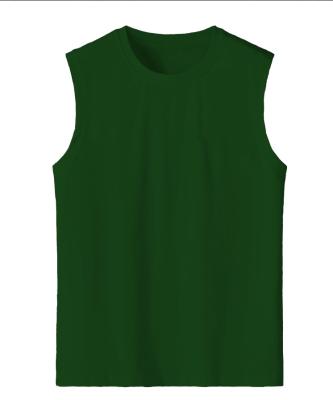 China Anti-pilling Mens Sweat Vest Sleeveless Wide-shoulder Shirt Workout Tank Top Sports Comfortable Gym Clothing Army Green for sale