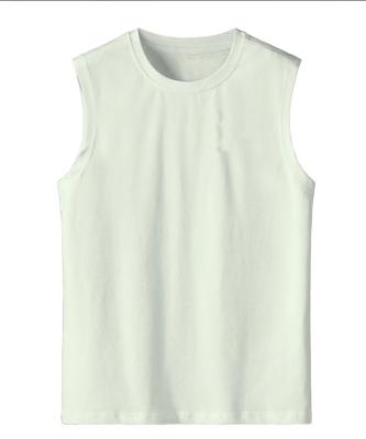 China Anti-pilling Mens Sweat Vest Sleeveless Wide-shoulder Shirt Workout Tank Top Sports Comfortable Gym Clothing In Ivory for sale