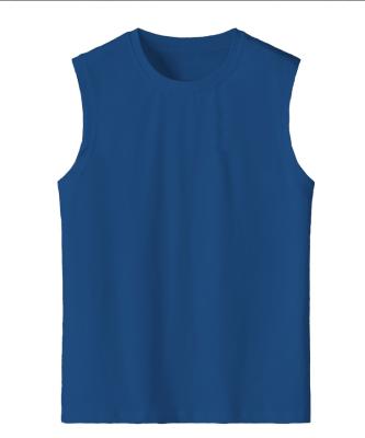 China Anti-pilling Mens Sweat Vest Sleeveless Wide-shoulder Shirt Workout Tank Top Sports Comfortable Gym Clothing Blue for sale