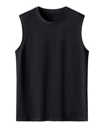 China Anti-pilling Mens Sweat Vest Sleeveless Wide-shoulder Shirt Workout Tank Top Sports Comfortable Gym Clothing Black for sale