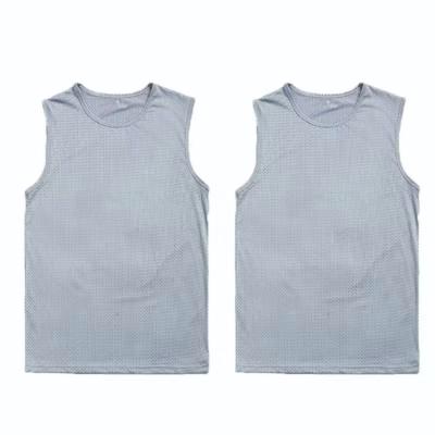 China QUICK DRY Mens Sweat Vest Workout Sleeveless Grid Meshed Tops Shirts Fashion Comfortable Breathable Quick Dry Gray for sale