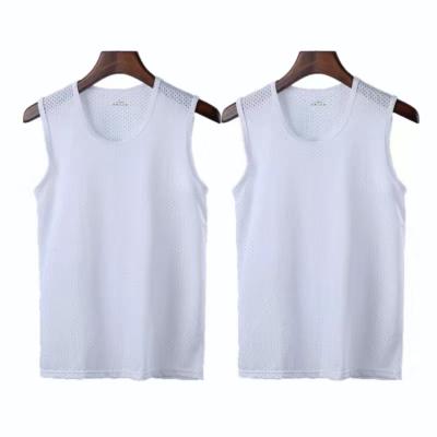 China QUICK DRY Mens Sweat Vest Workout Sleeveless Grid Meshed Tops Shirts Comfortable Fashion Breathable Quick Dry White for sale