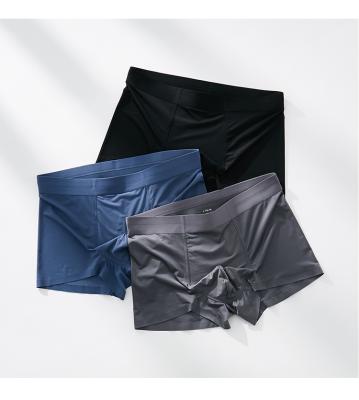 China Antibacterial Men Ice Silk Munafie Underwear Comfortable Breathable And Seamless Boxer Briefs Dark Gray for sale