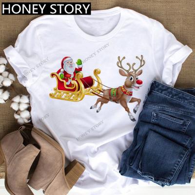 China Anti-Wrinkle Women Christmas New Year Holiday Theme Soft Comfortable Casual T-Shirts for sale