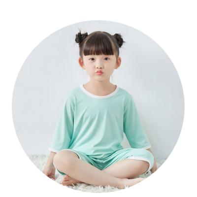 China Breathable Child Contrast Color Sleepwear Set With Shirt And Pants Light Blue Unisex Pajamas for sale