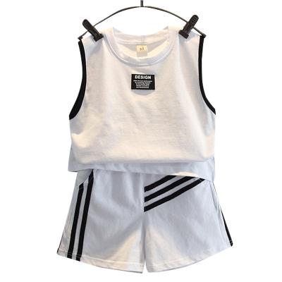 China Anti-Shrink Kids Cool Breathable Comfy Sleeveless Shirts And Sports Pure Cotton Shorts for sale