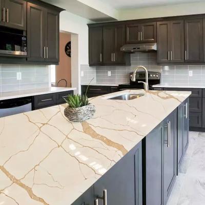 China Durable crystal white artificial calacatta quartz slab artificial quartz countertops with gold gold quartz calacatta veins stone slab for sale