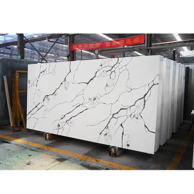 China 2023 natural quartz slab kitchen horizon quartz vanity tops calacatta slab countertops durable white artificial stone countertop c for sale