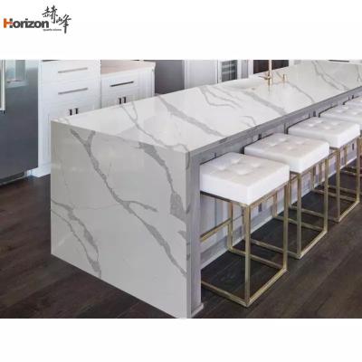 China Durable high quality calacatta prefab kitchen skyline pure white engineered sparkle quartz countertops slabs for sale