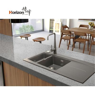 China Durable 2023 horizon calacatta quartz price shimmer white artificial quartz stone gray glass slab for sale