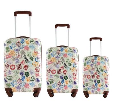 China Fashionable Hot Sale Custom Design ABS+PC Airport Travel Printing Travel Luggage Shopping Luggage Trolley Bags for sale