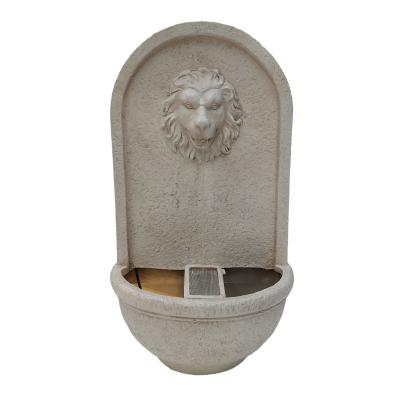 China Garden Electric Hot Selling Resin Pump Water Feature Decorative Wall Fountain With Lion Head All-season Life Creative Space for sale