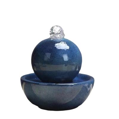 China Automatic Ceramic Water Fountain Fortune Ball Design Desktop Table Decoration with LED Lights for Sale for sale