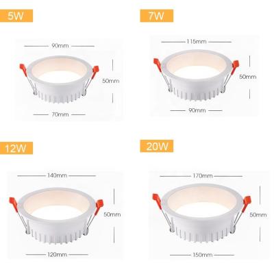 China Modern dimmable recessed led downlight 3inch 4inch 5inch 6inch downlight 3and5 color led downlight for sale