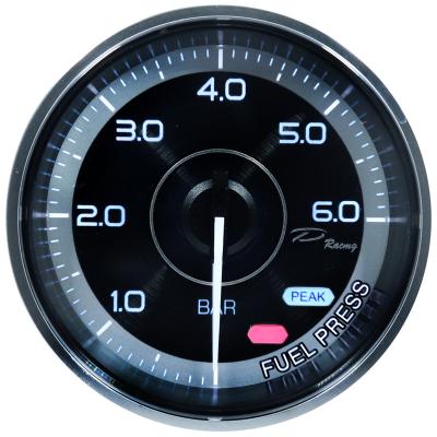 China 60mm White And Amber Led Display Brushed Metal Plate Fuel Pressure Gauge 60mm for sale