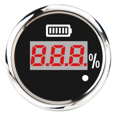 China 52mm Black Face LED Digital Red Backlight Battery Gauge 52mm for sale