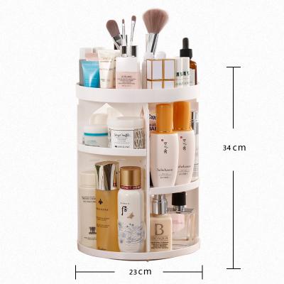 China Novelty Item Plastic Stocked Round Makeup Storage Rack Rotating Organizing Rack for sale