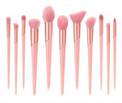 China Angular Blush Wholesale Cosmetic Brush Kit Makeup Tools Private Label Pink 11PCS Makeup Brush Set for sale