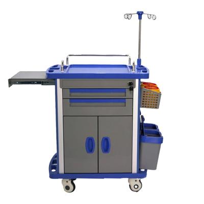 China Anethesia Trolley Cart Factory Directly Selling Medical Crash Trolley Treatment Hospital Trolley With 2 Drawers for sale