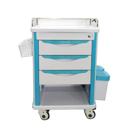 China Hot Selling Medical Hospital Ward Clinic Abs Medicine Trolley Anethesia Trolley Online Store Accident Trolley With 3 Drawers for sale