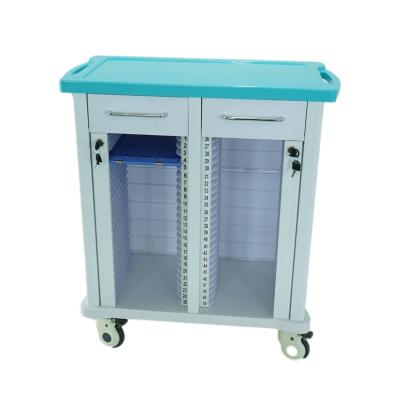 China For Online Medical Records Rack Service Best Handles Cart 50 Hospital Grid Tier 2 Double Drawer Cart Medical Record Cart for sale