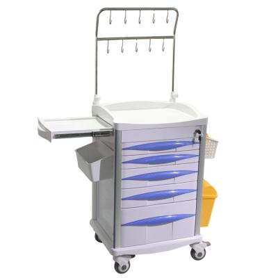 China Anethesia Trolley Cart Home Inquiry Price Double Row Hospital Infusion Emergency Injection Trolley With Two Drawers for sale