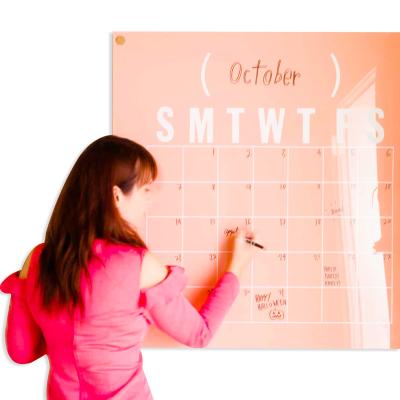 China Desktop Popular Dry Acrylic Reusable Planner Wall Calendar Holder Wall Calendar Erase Acrylic Calendar with Stand for sale