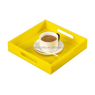 China Home.Restaurant.Bar.Hotel.Wedding. Super Markets Factory Wholesale Promotion Colorful Lucite Service Tray Acrylic Breakfast Tray with Handle for Home Decoration Tray Organizer for sale